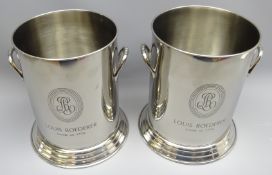 Pair of chromed metal two-handled wine coolers,