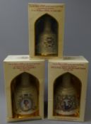 Bell's Whisky decanters 1986 Royal Wedding, QE ll Birthday 1986,