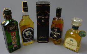 The Antiquary Superior Deluxe Scotch Whisky, 12 years old, in lozenge bottle and coaster top tube,