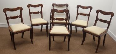Set 6 (4+2) 19th century carved mahogany dining chairs, shaped cresting rail, upholstered seat,