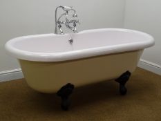 Edwardian style acrylic roll top bath with chromium plated mixer shower taps, W74cm, H62cm,