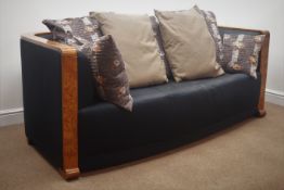 Thörmer Polstermöbel - Art Deco style sofa, upholstered in blue fabric with loose cushions,