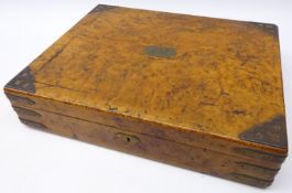 Victorian brass bound burr oak case,