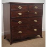 Early 19th century inlaid mahogany chest, two short and three long drawers,