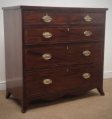 Early 19th century inlaid mahogany chest, two short and three long drawers,
