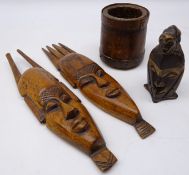 Pair of hardwood African masks,