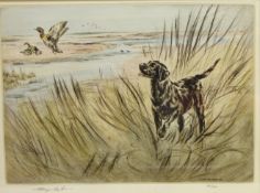 Labrador Flushing Ducks, limited edition dry point etching No.
