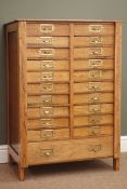 20th century Wellington style oak collectors specimen cabinet,