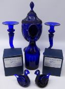 19th/ early 20th century pressed glass comport and cover, Bristol blue glass decanter,
