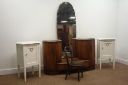 Early 20th century oak tub shaped chair, walnut cylinder dressing table,