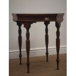 Edwardian walnut occasional table with octagonal marquetry top, slender turned supports,