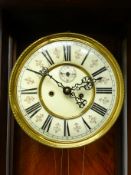 19th century walnut cased Vienna style wall clock, twintrain movement striking on a coil,