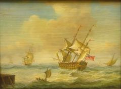 British Man o' War in Heavey Seas off the Coast,