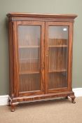 Edwardian style walnut bookcase, two bevel edged glazed doors enclosing two adjustable shelves,