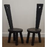 Two 20th century carved oak spinning chairs,