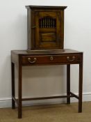 19th century oak single drawer sidetable, (W78cm, H72cm, D41cm) and a small elm cabinet,