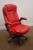 Red leather swivel office chair