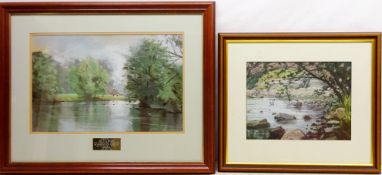 Rural River Landscapes, two pastels by Christopher John Assheton-Stones (British 1947-1999),