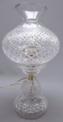 Waterford Crystal 'Alana' table lamp with hobnail cut baluster shade,