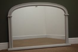 Painted arch top overmantle mirror, W115cm,