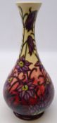 Moorcroft 'Pasque' pattern vase designed by Phillip Gibson, H31.
