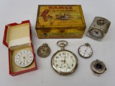 Continental silver Trench watch, screw back stamped 925/935, large chrome cased pocket watch,