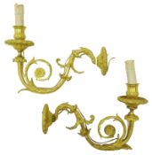 Pair of early 20th century Adam Revival gilt bronze wall lights,