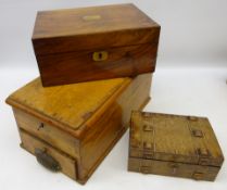 Victorian walnut writing slope, L30cm, 19th century figured walnut work box,