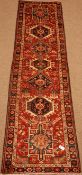 Karajeh black and red ground runner, repeating border,