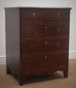 Small 19th century mahogany chest, two fall front false drawers, shaped apron and bracket supports,