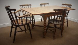 Early 20th century oak drawer leaf dining table,