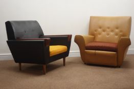 Two mid 20th century vinyl upholstered arm chairs,