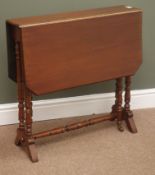 Edwardian mahogany Sutherland table, turned supports on arched feet, 68cm x 80cm,