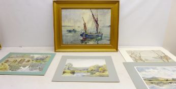 Ketch Rigged Trawler, watercolour signed by Dorothy Bradshaw and Rural Landscapes,