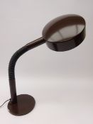1970s Dutch 'Hala Zeist' adjustable desk lamp, brown finish, possibly designed by H.Th.J.A.