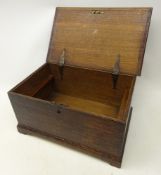 Victorian oak box in the form of a Coffer, lid with strapwork hinges,