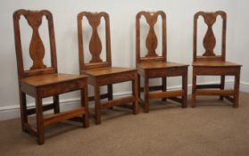 Set four country style elm dining chairs,