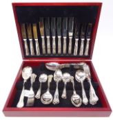 Canteen of silver-plated Kings pattern cutlery with matched servers in case
