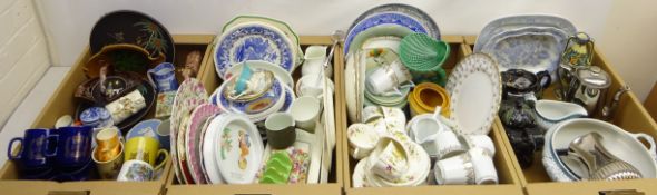 Mixed ceramics including 19th century blue & white, commemorative mugs,