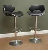 Pair chrome style finish bar stools,