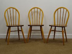 Set three Ercol ash and elm hoop back chairs (3)