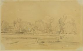 On the Edge of a Village: Summer, pencil drawing by William Collins (British 1788-1847) unsigned 12.
