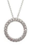 18ct white gold diamond circle pendant necklace approx 0.