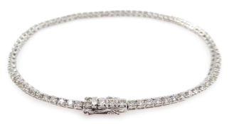 18ct white gold diamond tennis bracelet stamped 18K Condition Report 2.