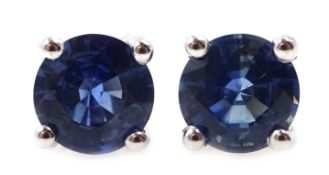 Pair of sapphire stud earrings stamped 750, approx 2.