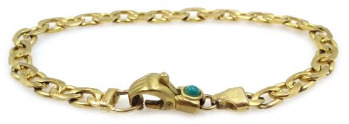 9ct gold chain link bracelet with turquoise set hand clasp hallmarked Condition Report