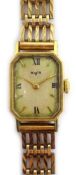 18ct gold wristwatch by W of S (Watches of Switzerland) hallmarked with Ebel movement on 9ct gold