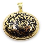 19th century gold and enamel scroll pendant/brooch stamped 585 3cm Condition Report