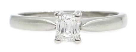 Platinum baguette diamond ring hallmarked Condition Report 3.