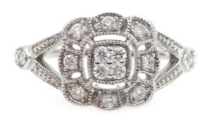 9ct white gold rim set diamond ring stamped 375 Condition Report size O 2.